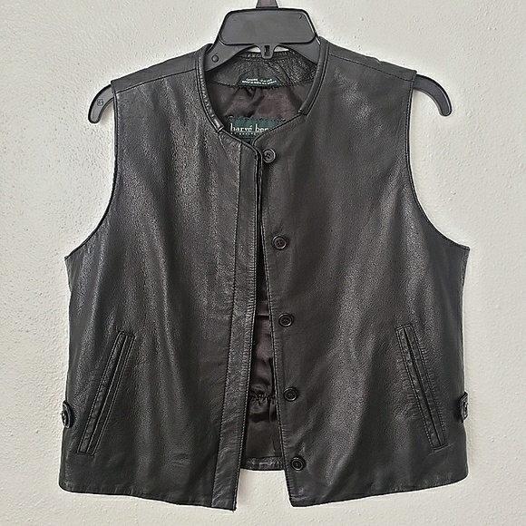 Harvé Bernard Leather Vest Small - Picture 2 of 13